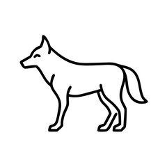 Outline drawing of a coyote side view vector illustration wild animal mammal predator canine design 90