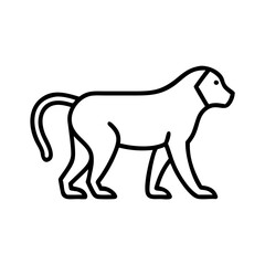 Outline illustration of a baboon monkey animal primate wildlife zoo africa mammal vector drawing lineart