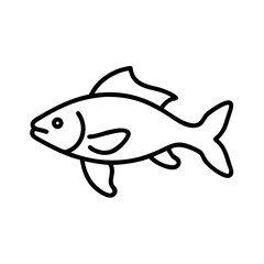 Isolated outline drawing of a fish for coloring pages and educational materials about marine life