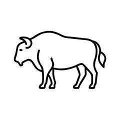 Bison line art drawing vector illustration, american bison outline, wildlife animal icon design, mammal