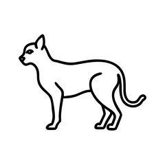 Find a cute cat drawing simple line art vector illustration of a domestic animal pet feline breed