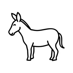 Outline donkey illustration for coloring pages and educational resources simple animal drawing design