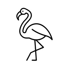Flamingo outline drawing vector illustration tropical bird line art design exotic animal icon symbol 90