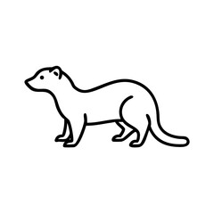 Ferret outline drawing vector illustration, stoat weasel mink polecat clip art, mammal animal icon