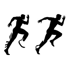 Dynamic athletes sprint forward showcasing strength and resilience in powerful motion