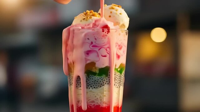Delicious Falooda Ice Cream Dessert.