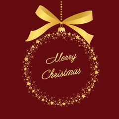 red card  with stylization christmas  ball