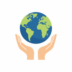 Visual representation of hands cupping the earth symbolizing global care and preservation