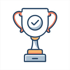 Trophy cup with check mark for achievement