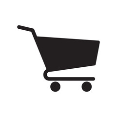 Black Shopping Cart Icon for E-commerce and Retail