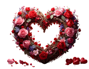 Valentine heart wreath, PNG