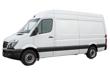 White cargo van isolated on transparent background