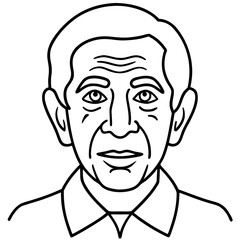 Abstract silhouette of an elderly man&rsquo;s face in minimalist style with transparent background