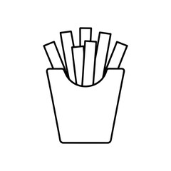Outline drawing of french fries on transparent background