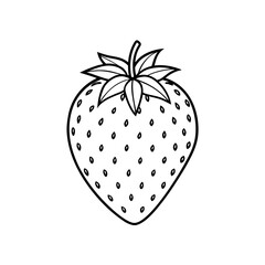 Outline drawing of strawberry on transparent background