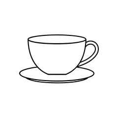 Outline drawing of a teacup on transparent background