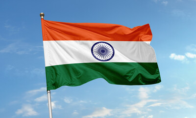 Indian national flag waving with Ashoka Chakra
