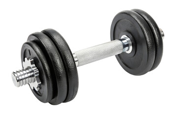 Naklejka premium Adjustable dumbbell with weight plates isolated on transparent background