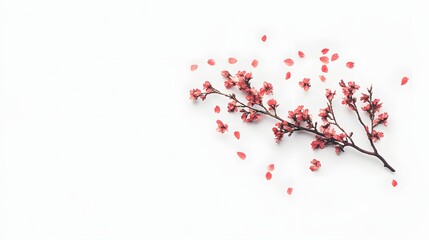 Beautiful cherry blossom branch with soft white background high resolution background image