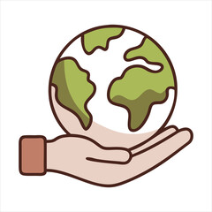 Hand holding earth, showing care for environment