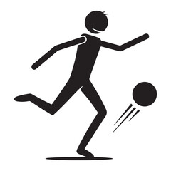 Simple Black Silhouette Icon of a Person Kicking a Ball