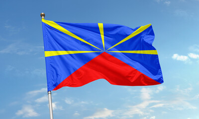 Reunion unofficial local flag waving in sky