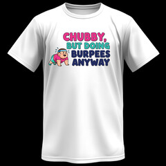 Chubby, But Doing Burpees Anyway T-shirt Design with Cartoon Character