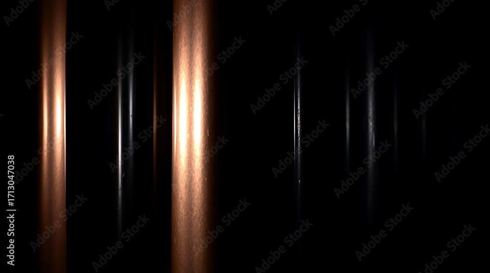 Poster abstract dark background with vertical copper colored light streaks creating a mysterious and elegan