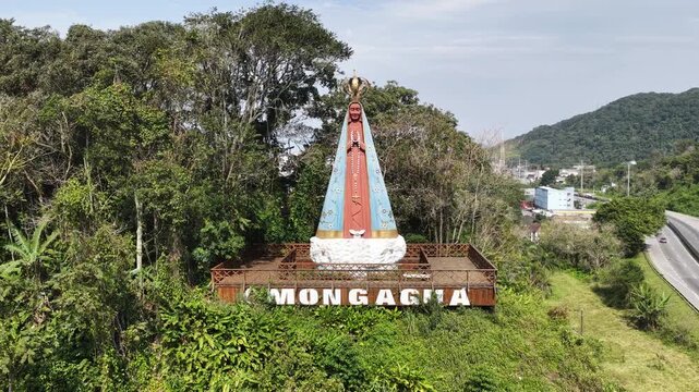 Religious Symbol In Mongagua Sao Paulo Brazil. Stunning Baroque Church Contrasts With The Landscape . Town Sky Background Backgrounds Urban. Town Panoramic City. Mongagua Sao Paulo.