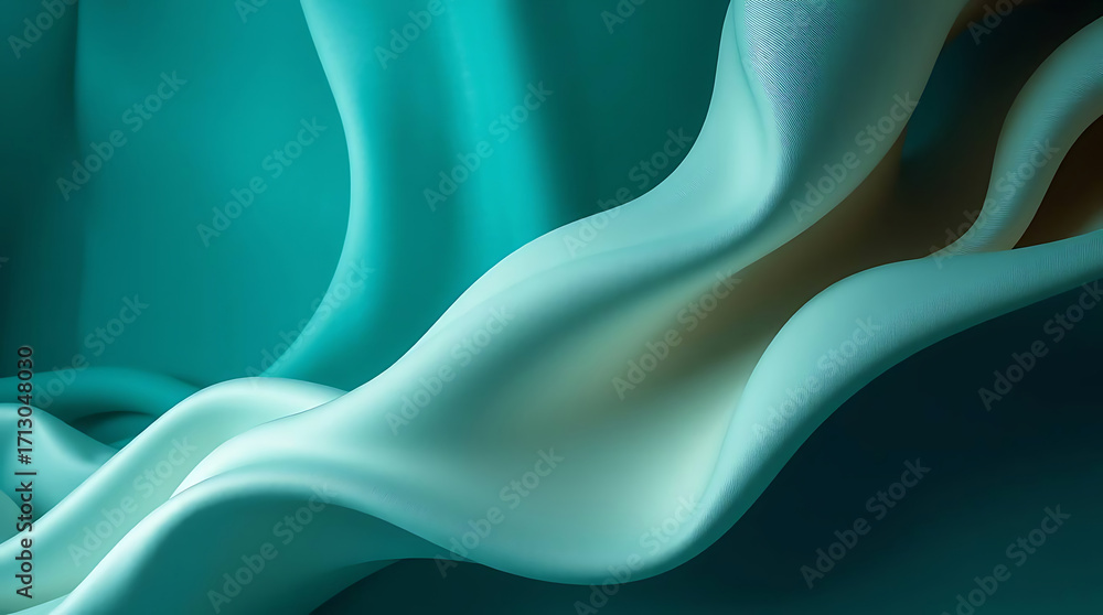 Poster elegant turquoise and white abstract waves create a luxurious and sophisticated background for desig