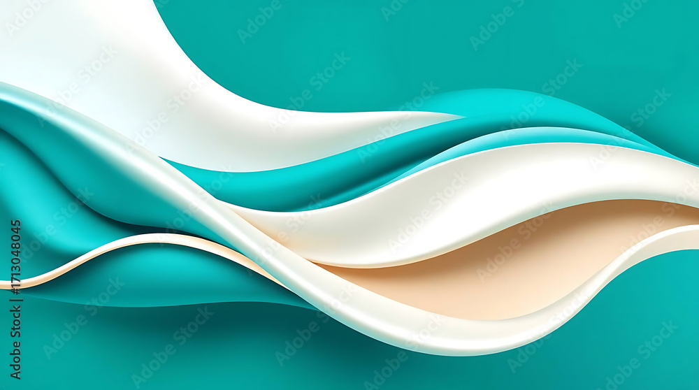 Poster dynamic turquoise and white waves create a vibrant and eye catching abstract background for any proj