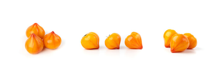 Yellow-red striped tomatoes isolated