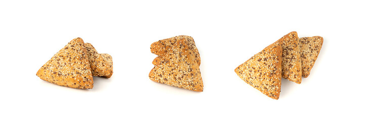 Triangular bun with sesame and flax seeds