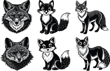 Obraz premium Fox Detailed Silhouette Vector