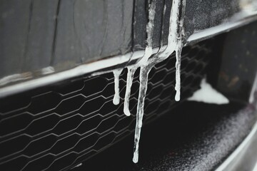 Icicles on Car Grille