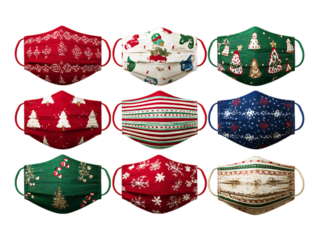 Festive face masks with holiday prints
