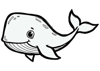 Obraz premium Stylized whale silhouette in dark blue color, representing marine life and conservation