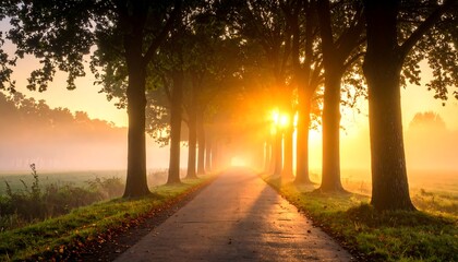 Sunrise path through trees