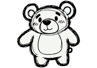 Fototapeta premium Cartoon bear cub character with a cute expression on a white background with copy space