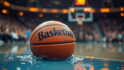 Wet Basketball on Court