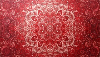 Intricate red and white mandala pattern
