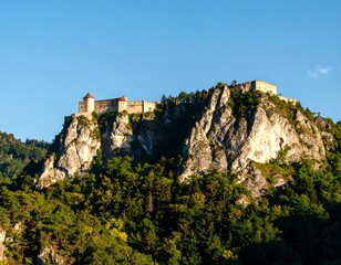 Obraz premium Ancient castle perched atop a rocky hill