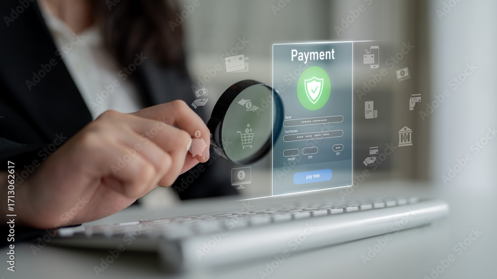 Poster secure online payments ensure smooth e-commerce with safe transactions, digital payment systems, and