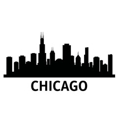 Naklejka premium Iconic chicago skyline silhouette cityscape urban landscape famous buildings famous landmark landmark isolated on white background Vector Illustration