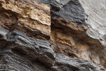 Layered Rock Formation - Close-Up of Textured Cliff Face with Varied Colors and Patterns.