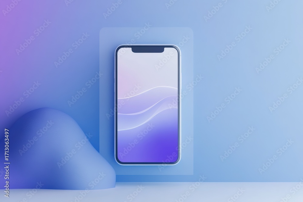 Poster minimal ui background featuring a soft gradient fade with a smartphone display