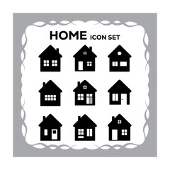 A Collection of Home Icons Displayed on a Grey Decorative Background Perfect for Real Estate Projects