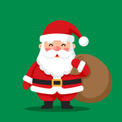 Joyful santa claus character with gift bag spreading holiday cheer for christmas celebrations and festive greetings isolated on white background Vector Illustration