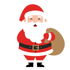 Cheerful cartoon santa claus holding a sack of presents for christmas joy and festive celebrations isolated on white background Vector Illustration