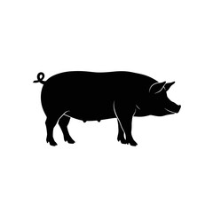 Silhouette of a pig profile view graphic design element for farm and animal themes isolated on white background Vector Illustration
